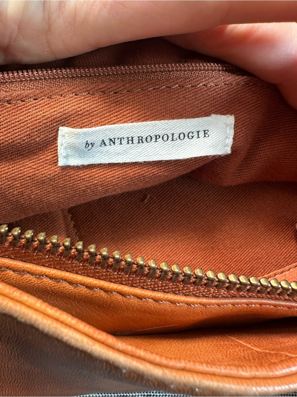Anthropologie Julien Cognac 100% Sheep Leather Round Hobo Carryall Bag - Picture 5 of 7